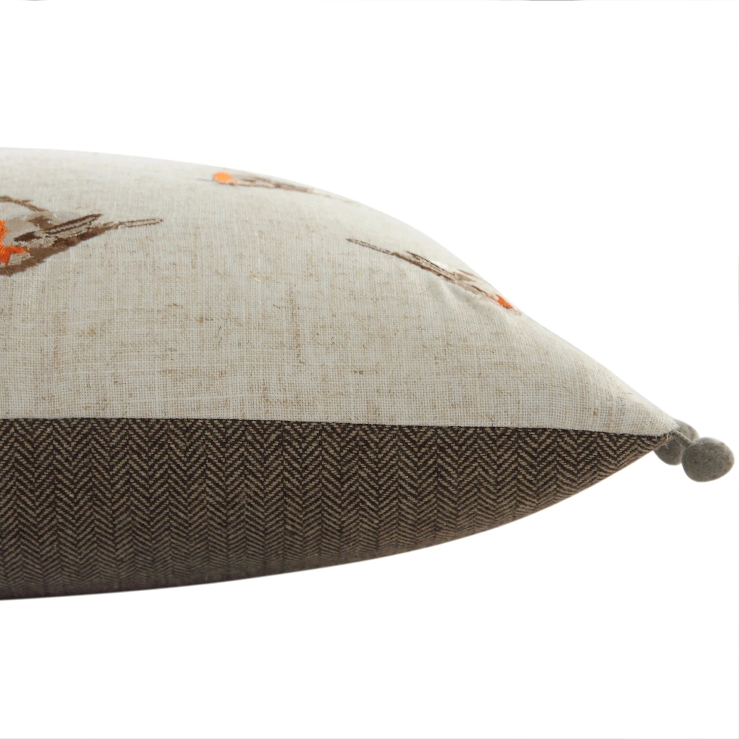 Country Collection Robin Repeat Embroidered Linen Blend Cushion 5 Country Collection Robin Repeat Embroidered Linen Blend Cushion - Image 5