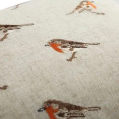 Country Collection Robin Repeat Embroidered Linen Blend Cushion 13 Country Collection Robin Repeat Embroidered Linen Blend Cushion -Daals Store QC CUSH ROBINREPEAT35 detail2