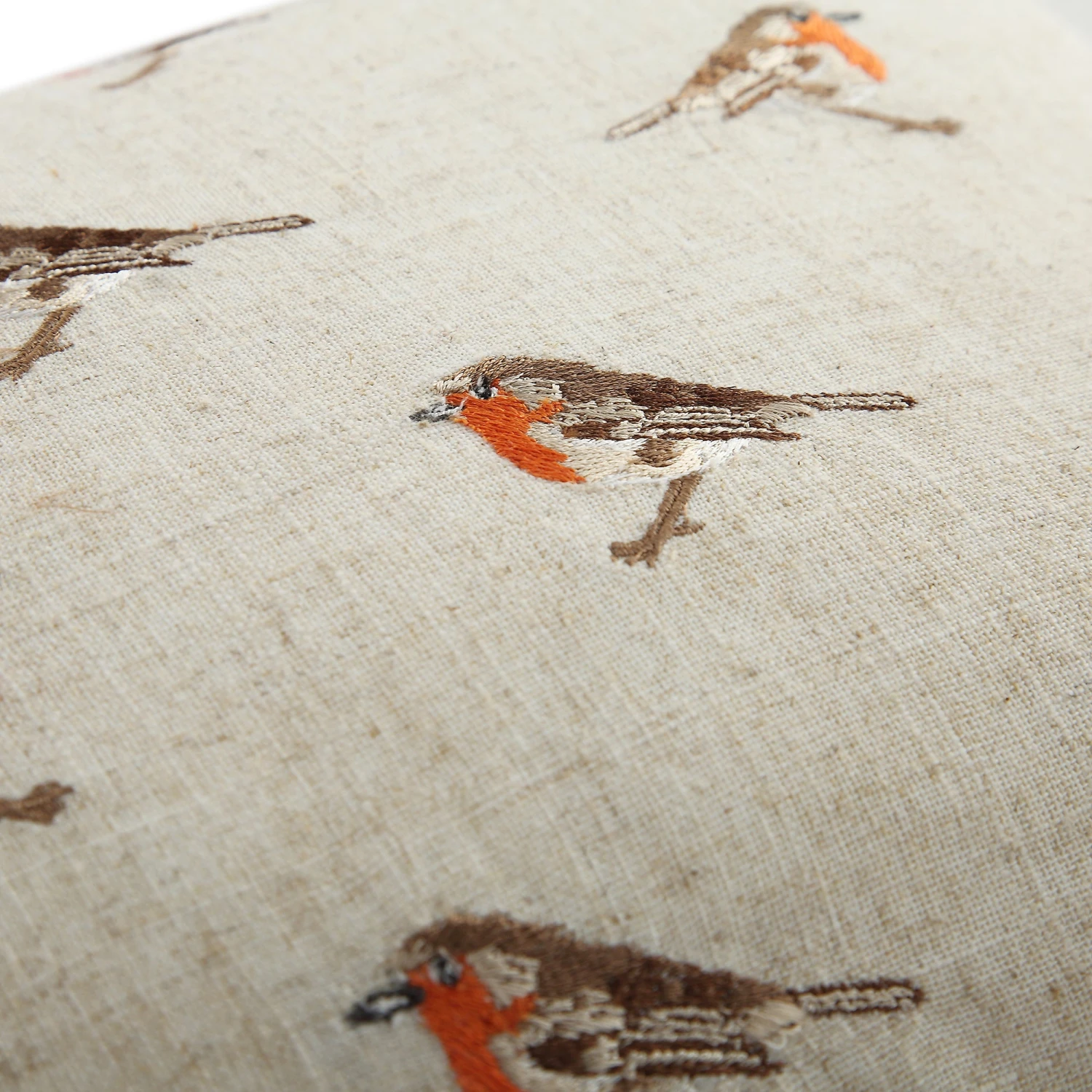 Country Collection Robin Repeat Embroidered Linen Blend Cushion 6 Country Collection Robin Repeat Embroidered Linen Blend Cushion - Image 6