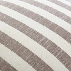 Edith Beige Striped Reversible Linen Blend Cushion - Ruffled Edge Square Throw Pillow -Daals Store QC CUSH STRIPE BEIGELINEN50 detail4