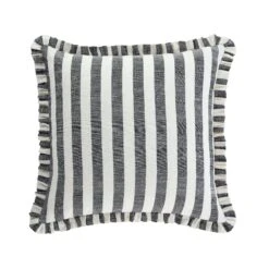 Edith Black Striped and Natural Linen β Reversible Frill Edge 50x50 Cushion 15 Edith Black Striped and Natural Linen β Reversible Frill Edge 50x50 Cushion -Daals Store QC CUSH STRIPE BLACKLINEN50 WB1