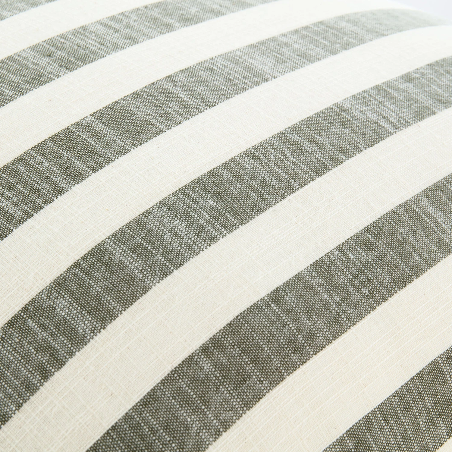 Edith Sage Green Striped & Natural Linen Reversible Frill Cushion - 50x50 Square Pillow 6 Edith Sage Green Striped & Natural Linen Reversible Frill Cushion - 50x50 Square Pillow - Image 6