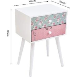 Cherry Tree Furniture CANTERBURY Wooden 2-Drawer Bedside Table Nightstand, Rose & Polka Dot Pattern 12 Cherry Tree Furniture CANTERBURY Wooden 2-Drawer Bedside Table Nightstand, Rose & Polka Dot Pattern -Daals Store RF 3426 CHART