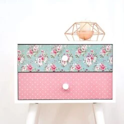 Cherry Tree Furniture CANTERBURY Wooden 2-Drawer Bedside Table Nightstand, Rose & Polka Dot Pattern 10 Cherry Tree Furniture CANTERBURY Wooden 2-Drawer Bedside Table Nightstand, Rose & Polka Dot Pattern -Daals Store RF 3426 WB1