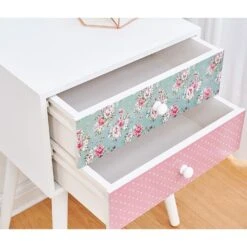 Cherry Tree Furniture CANTERBURY Wooden 2-Drawer Bedside Table Nightstand, Rose & Polka Dot Pattern 11 Cherry Tree Furniture CANTERBURY Wooden 2-Drawer Bedside Table Nightstand, Rose & Polka Dot Pattern -Daals Store RF 3426 WB2