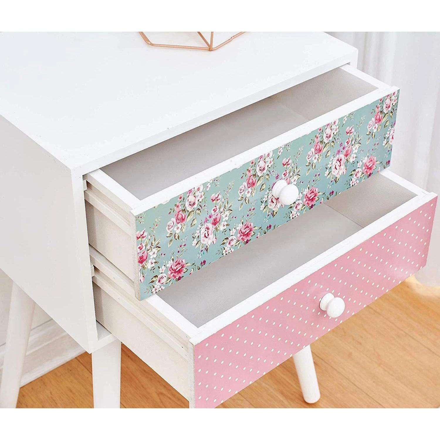 Cherry Tree Furniture CANTERBURY Wooden 2-Drawer Bedside Table Nightstand, Rose & Polka Dot Pattern 5 Cherry Tree Furniture CANTERBURY Wooden 2-Drawer Bedside Table Nightstand, Rose & Polka Dot Pattern - Image 5
