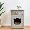 BASTET Wooden Cat Cave Bedside Cabinet Litter Box Cat House Nightstand Grey -Daals Store RF 9287 G main