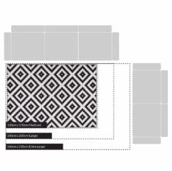 Illusion Monochrome Geometric Printed Rug 140x200cm – Black & White Microfibre Area Rug -Daals Store RG BO13 CHART