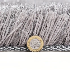 Silver Tufted Shaggy Rug 140 x 200 cm – Luxury High Pile Plush Carpet -Daals Store RG Y02 SILVER L detail3