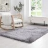 Silver Tufted Shaggy Rug 140 x 200 cm – Luxury High Pile Plush Carpet -Daals Store RG Y02 SILVER L main