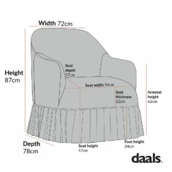 Calliope Skirted Armchair, Beige Velvet 22 Calliope Skirted Armchair, Beige Velvet -Daals Store SCSF 046 1ST CHART 2