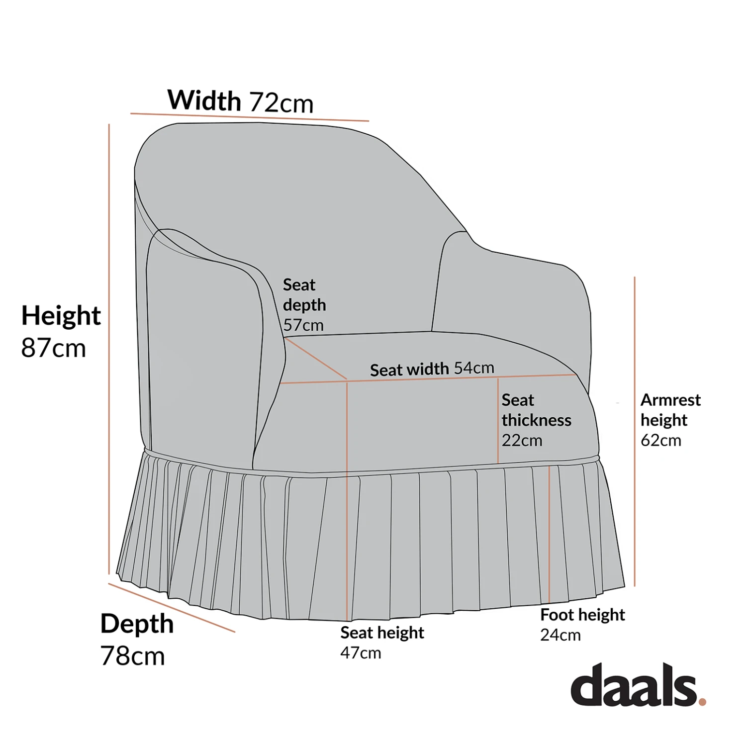 Calliope Skirted Armchair, Beige Velvet 8 Calliope Skirted Armchair, Beige Velvet - Image 8