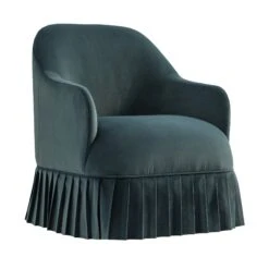 Calliope Skirted Armchair, Aegean Blue Velvet -Daals Store SCSF 046 AEGEAN VEL 1ST WB2