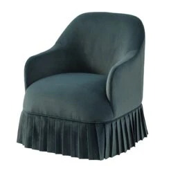 Calliope Skirted Armchair, Aegean Blue Velvet -Daals Store SCSF 046 AEGEAN VEL 1ST WB3