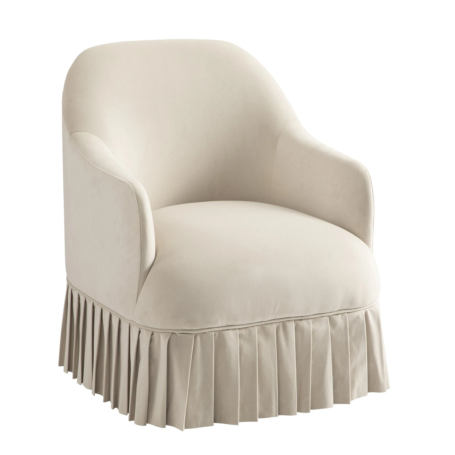 Calliope Skirted Armchair, Beige Velvet 9 Calliope Skirted Armchair, Beige Velvet - Image 9