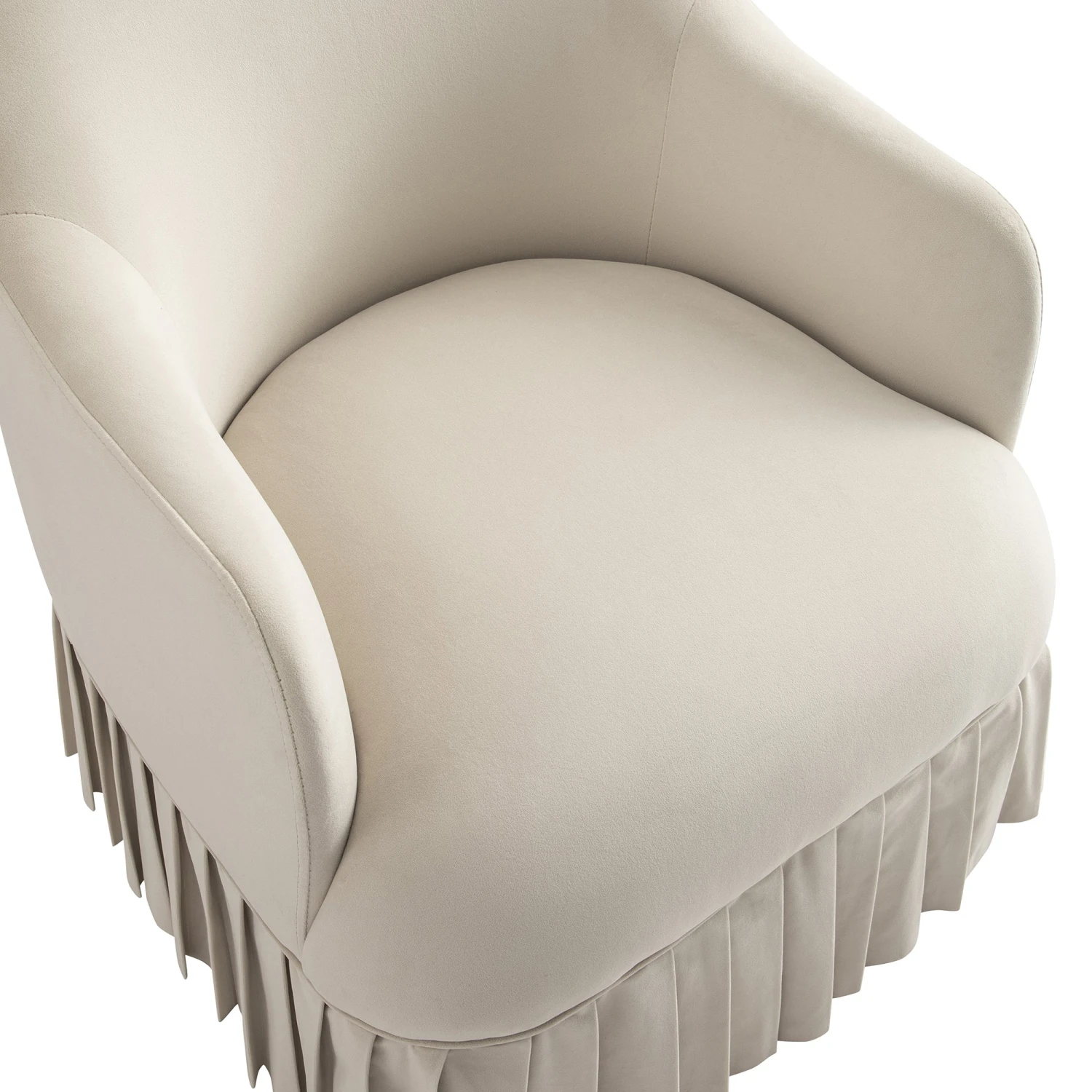 Calliope Skirted Armchair, Beige Velvet 12 Calliope Skirted Armchair, Beige Velvet - Image 12