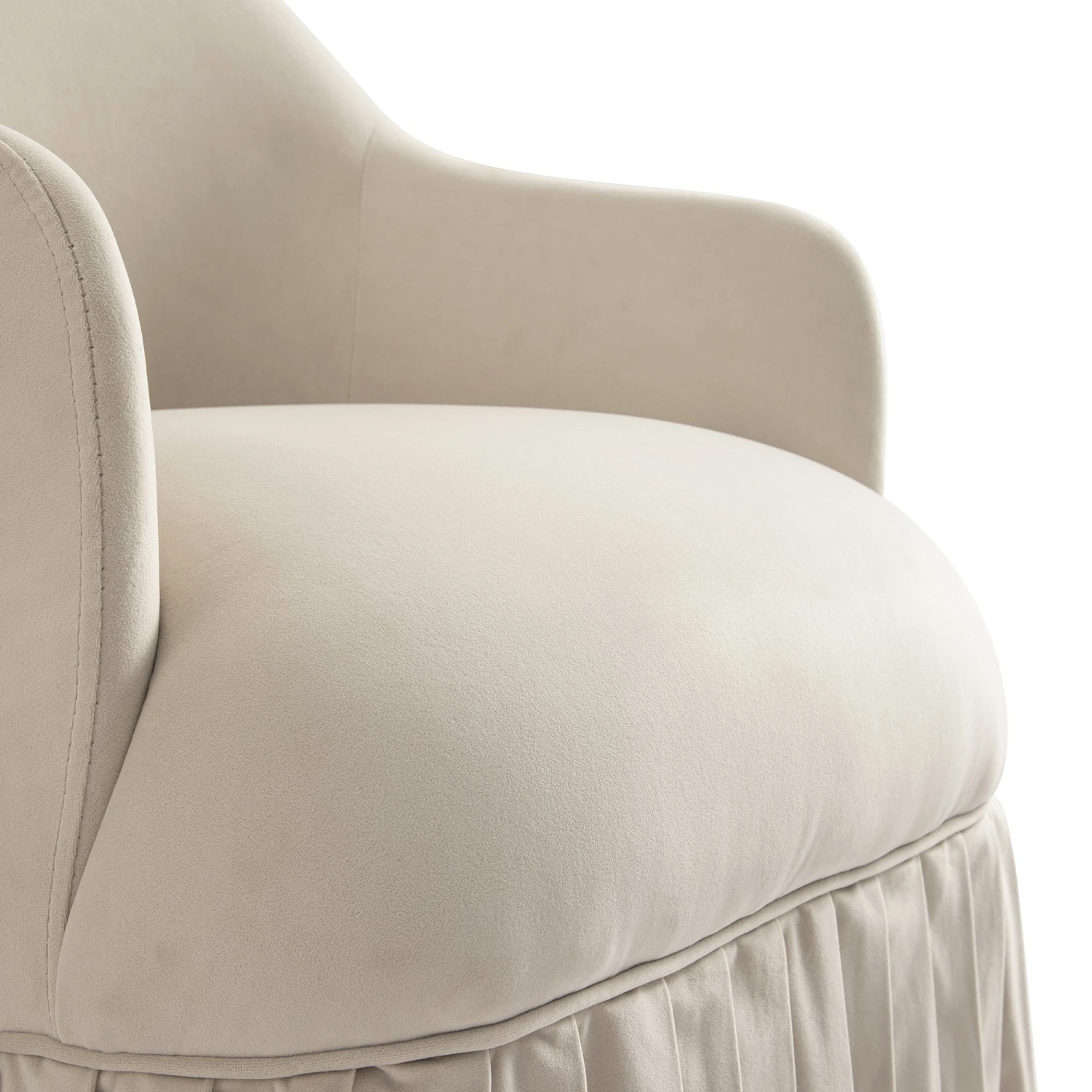 Calliope Skirted Armchair, Beige Velvet 15 Calliope Skirted Armchair, Beige Velvet - Image 15