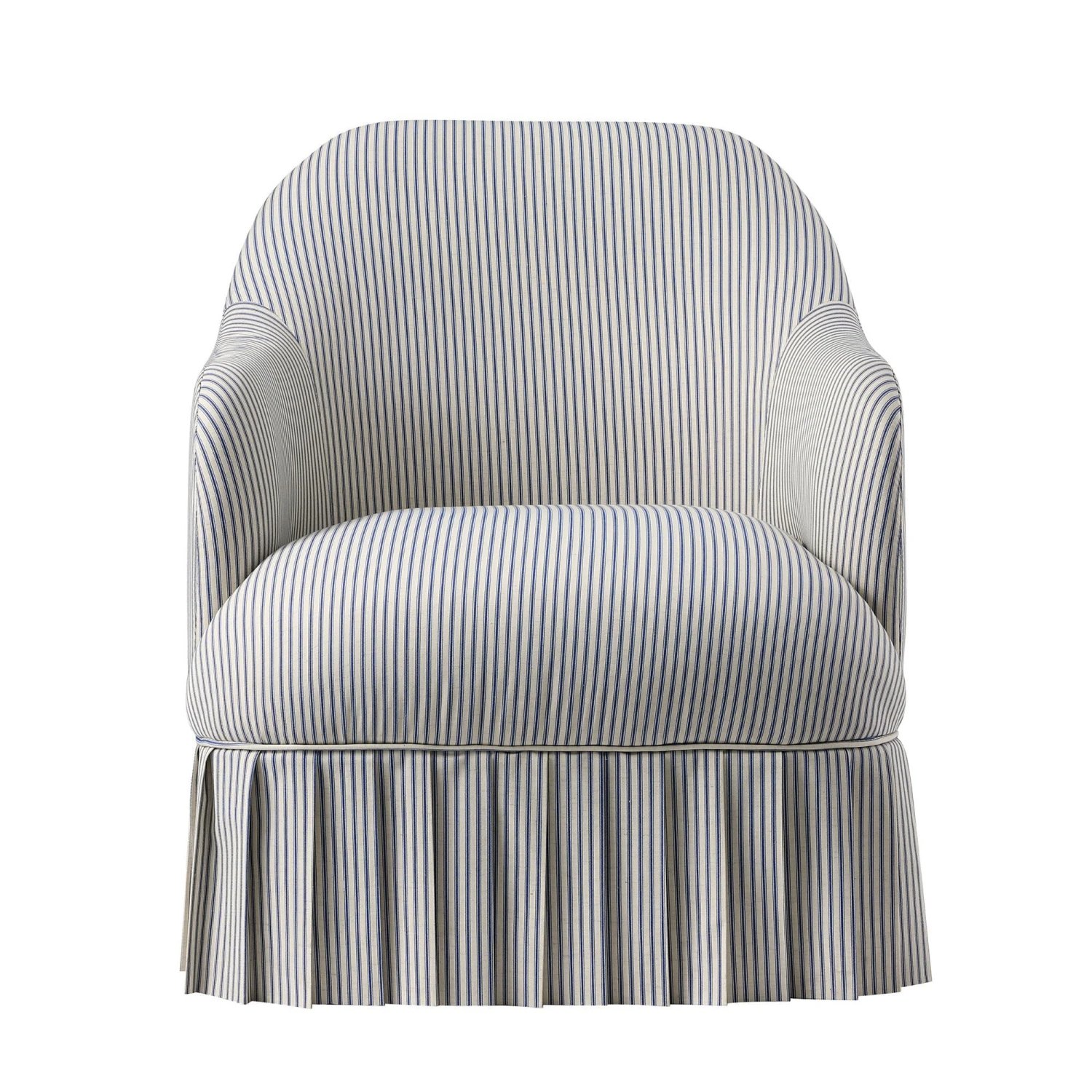 Calliope Skirted Armchair, Blue Striped 6 Calliope Skirted Armchair, Blue Striped - Image 6