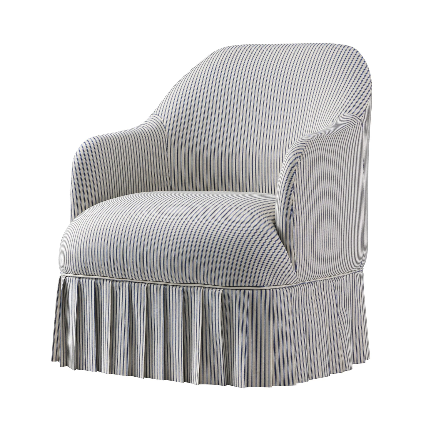 Calliope Skirted Armchair, Blue Striped 7 Calliope Skirted Armchair, Blue Striped - Image 7