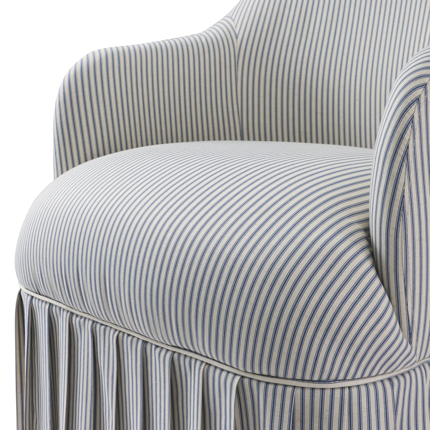 Calliope Skirted Armchair, Blue Striped 11 Calliope Skirted Armchair, Blue Striped - Image 11