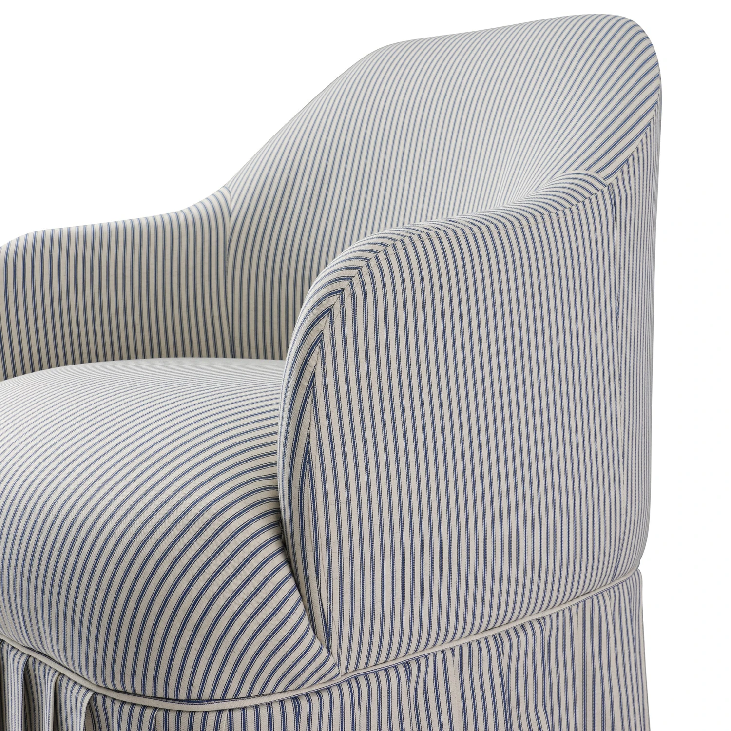Calliope Skirted Armchair, Blue Striped 12 Calliope Skirted Armchair, Blue Striped - Image 12