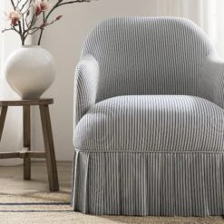 Calliope Skirted Armchair, Blue Striped 17 Calliope Skirted Armchair, Blue Striped -Daals Store SCSF 046 BLUE STRIPE 1ST scene3