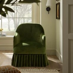 Calliope Skirted Armchair, Fern Green Velvet 17 Calliope Skirted Armchair, Fern Green Velvet -Daals Store SCSF 046 FERN VEL 1ST scene2