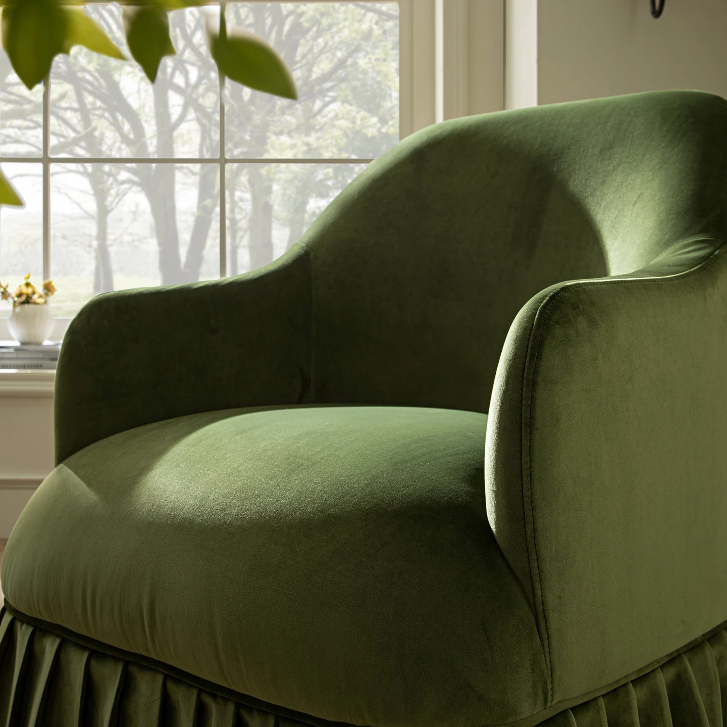 Calliope Skirted Armchair, Fern Green Velvet 5 Calliope Skirted Armchair, Fern Green Velvet - Image 5