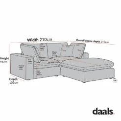 Lutyens Taupe Boucle Modular Sofa, 2-Piece Chaise -Daals Store SCSF 054 2PCHAISE CHART 3