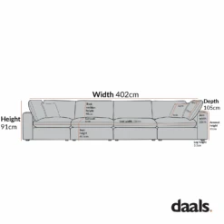 Lutyens Light Grey Linen Blend Modular Sofa, 4-Piece -Daals Store SCSF 054 4P CHART 3