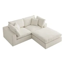 Lutyens Beige Linen Blend Modular Sofa, 2-Piece Chaise -Daals Store SCSF 054 BEIGE LIN 2PCHAISE WB3