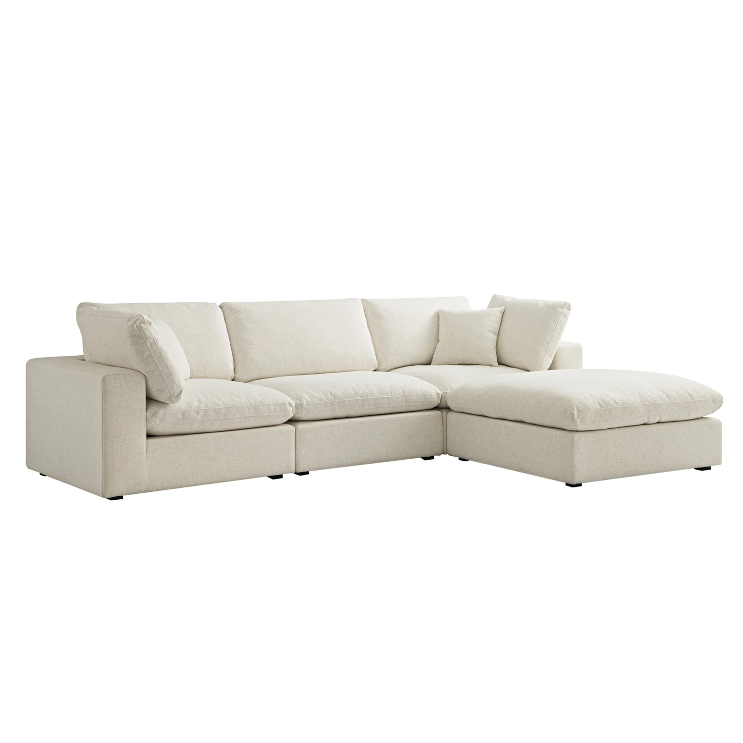 Lutyens Beige Linen Blend Modular Sofa, 3-Piece Chaise 7 Lutyens Beige Linen Blend Modular Sofa, 3-Piece Chaise - Image 7
