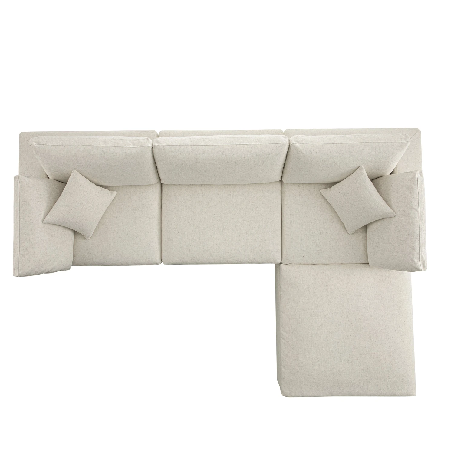 Lutyens Beige Linen Blend Modular Sofa, 3-Piece Chaise 11 Lutyens Beige Linen Blend Modular Sofa, 3-Piece Chaise - Image 11