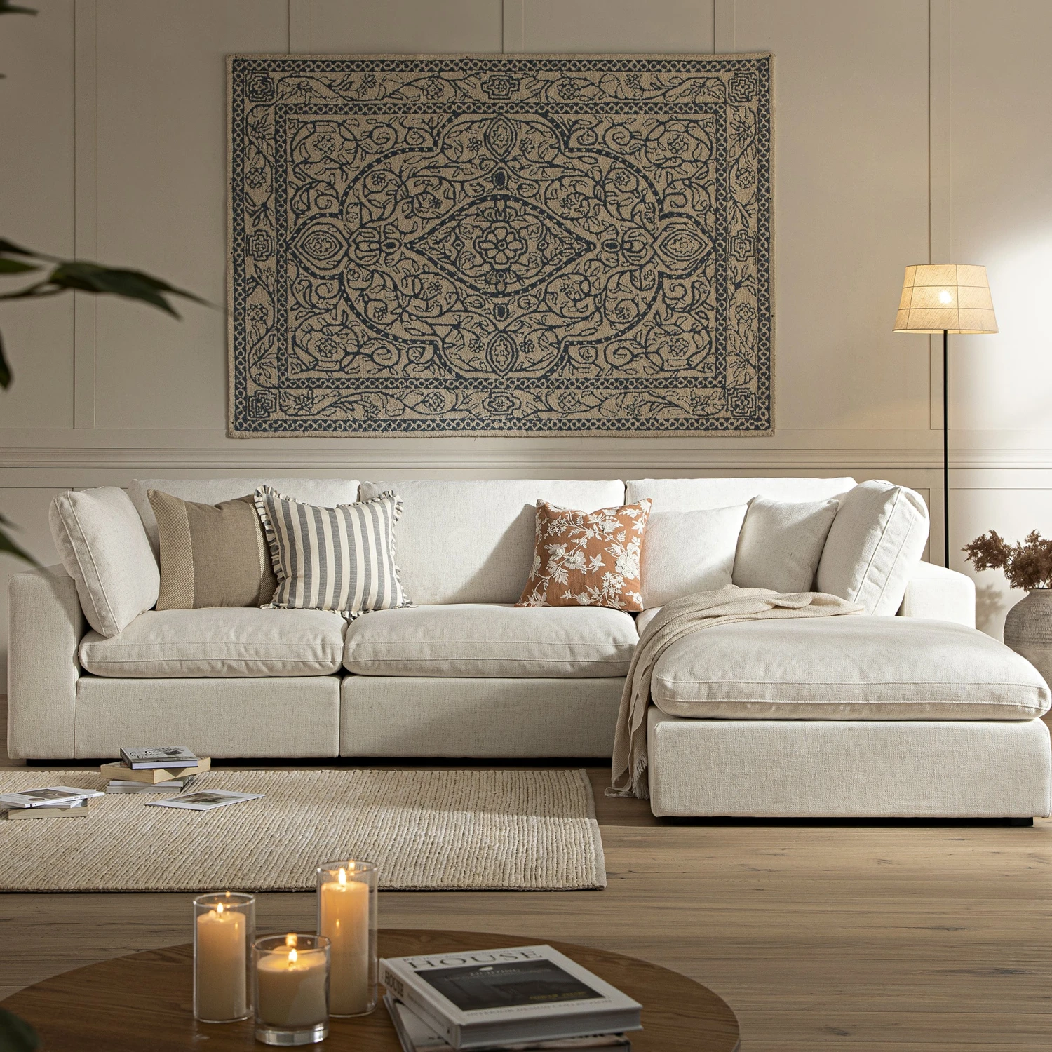 Lutyens Beige Linen Blend Modular Sofa, 3-Piece Chaise 2 Lutyens Beige Linen Blend Modular Sofa, 3-Piece Chaise - Image 2