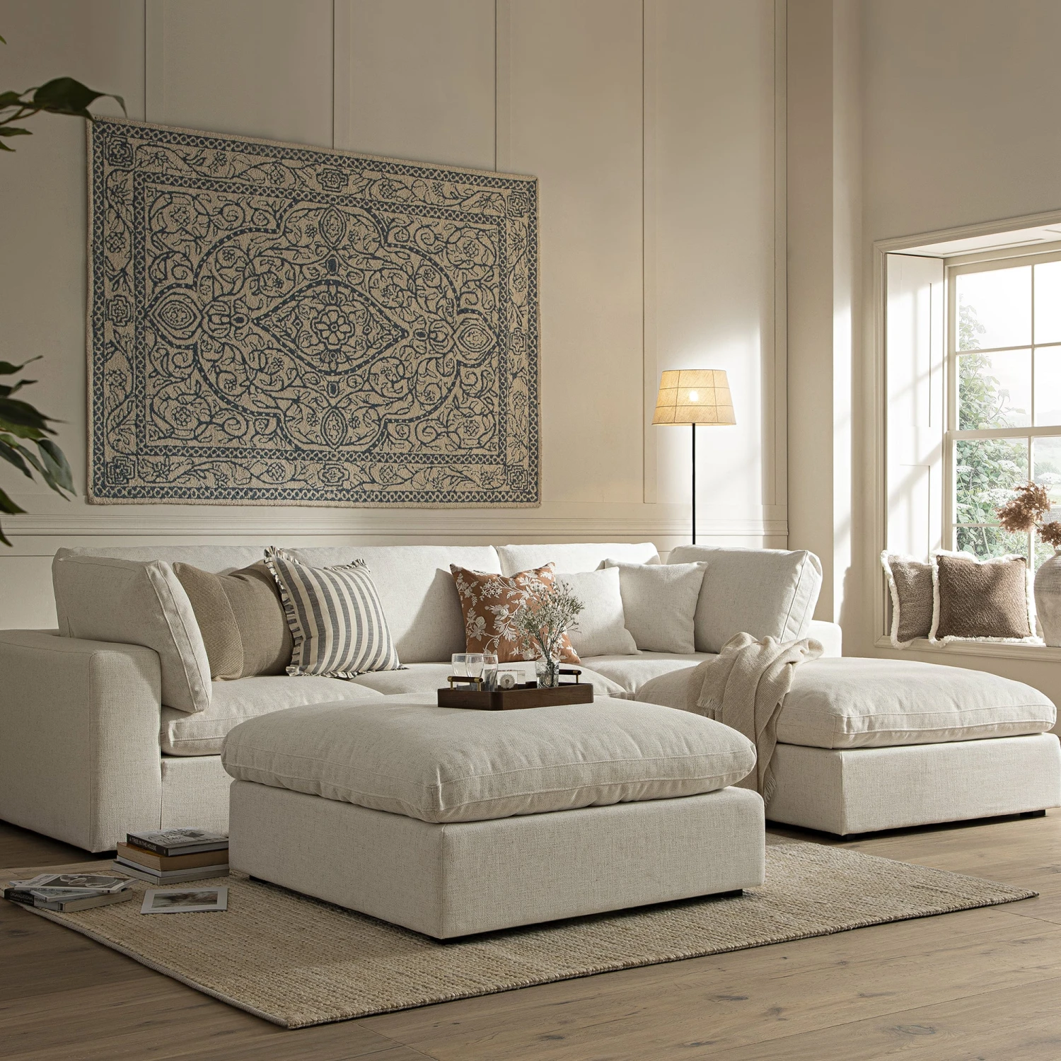 Lutyens Beige Linen Blend Modular Sofa, 3-Piece Chaise 3 Lutyens Beige Linen Blend Modular Sofa, 3-Piece Chaise - Image 3