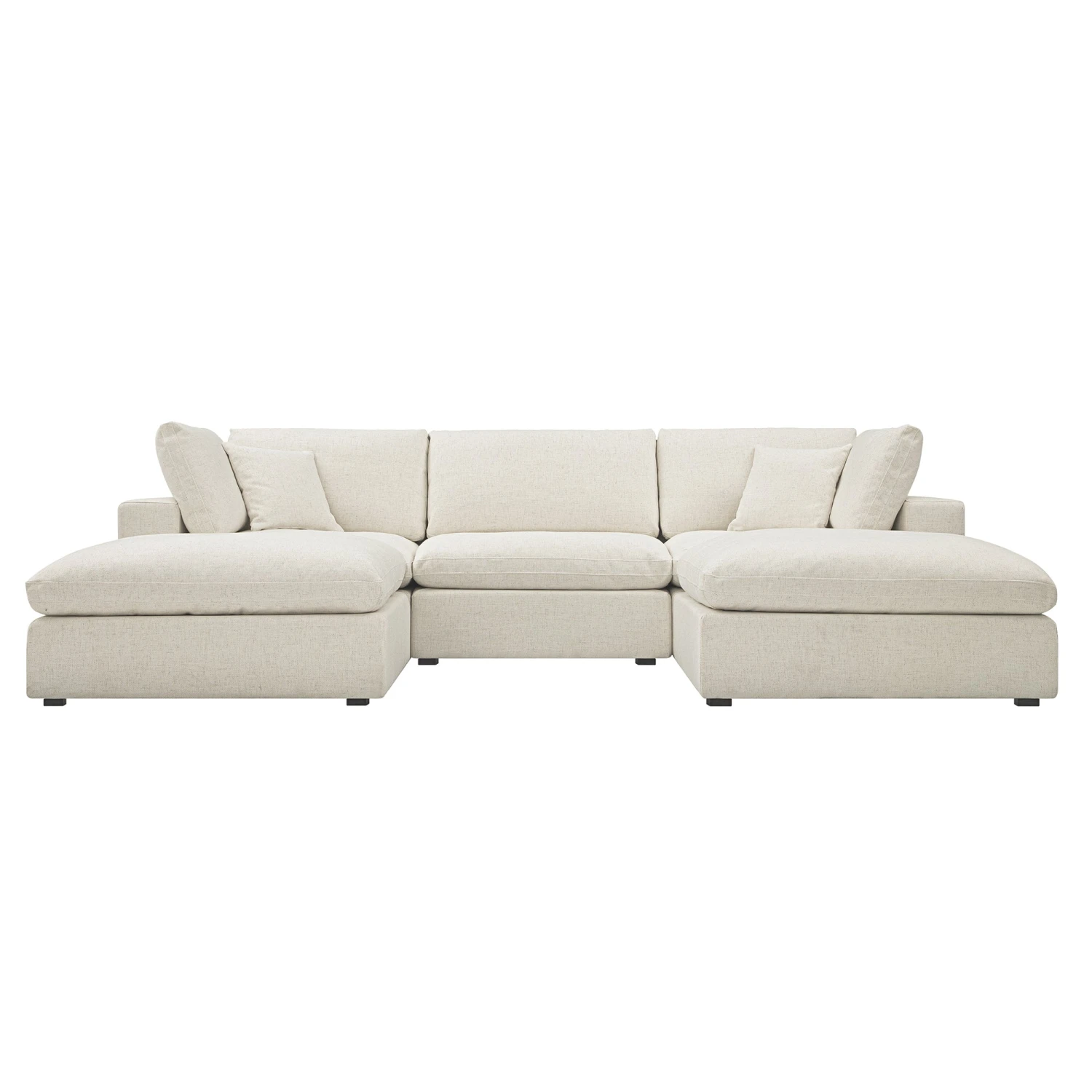 Lutyens Beige Linen Blend Modular Sofa, 5-Piece U-Shape Set 2 Lutyens Beige Linen Blend Modular Sofa, 5-Piece U-Shape Set - Image 2