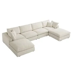 Lutyens Beige Linen Blend Modular Sofa, 6-Piece U-Shape Set -Daals Store SCSF 054 BEIGE LIN 6PUSHAPE WB3