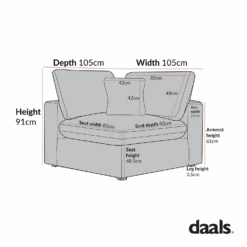 Lutyens Moss Green Velvet Modular Sofa, Corner Unit -Daals Store SCSF 054 D CHART 4