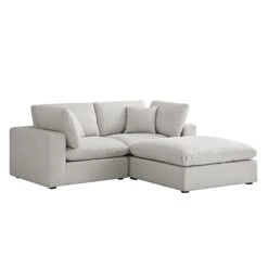 Lutyens Light Grey Linen Blend Modular Sofa, 2-Piece Chaise 21 Lutyens Light Grey Linen Blend Modular Sofa, 2-Piece Chaise -Daals Store SCSF 054 LGREY LIN 2PCHAISE WB2