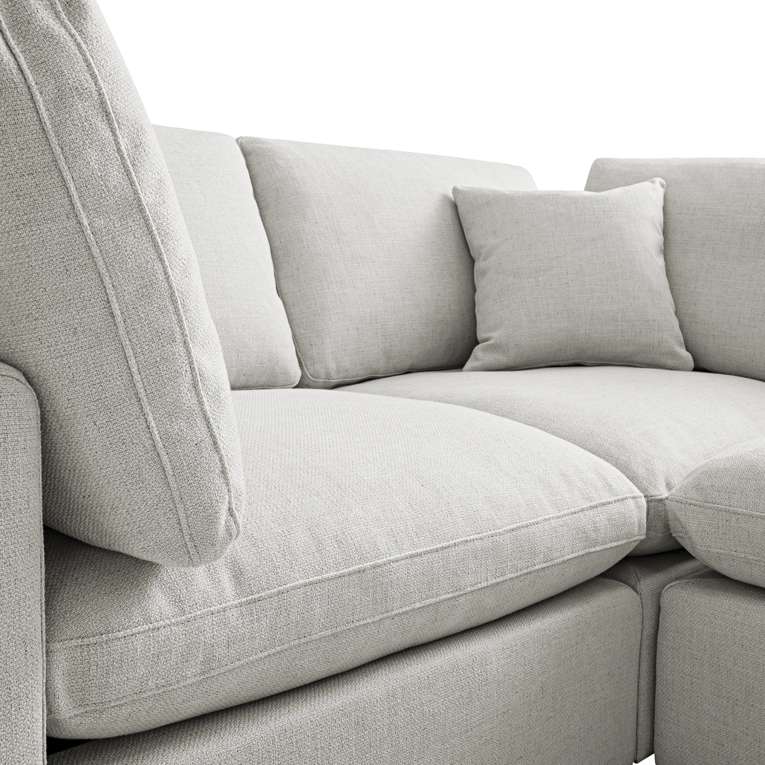 Lutyens Light Grey Linen Blend Modular Sofa, 2-Piece Chaise 14 Lutyens Light Grey Linen Blend Modular Sofa, 2-Piece Chaise - Image 14