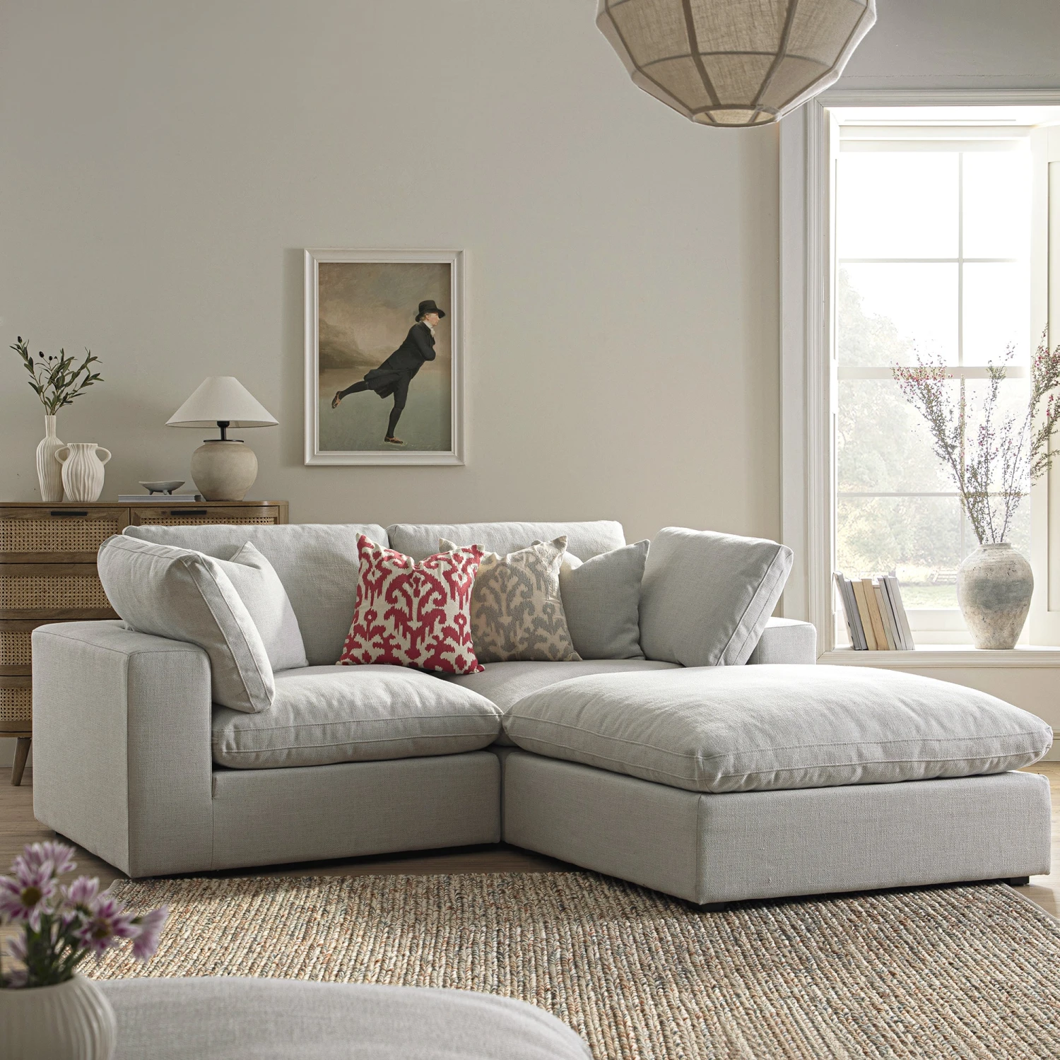 Lutyens Light Grey Linen Blend Modular Sofa, 2-Piece Chaise 1 Lutyens Light Grey Linen Blend Modular Sofa, 2-Piece Chaise