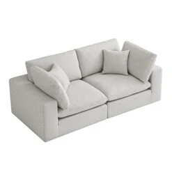 Lutyens Light Grey Linen Blend Modular Sofa, 2-Piece 20 Lutyens Light Grey Linen Blend Modular Sofa, 2-Piece -Daals Store SCSF 054 LGREY LIN 2P WB3