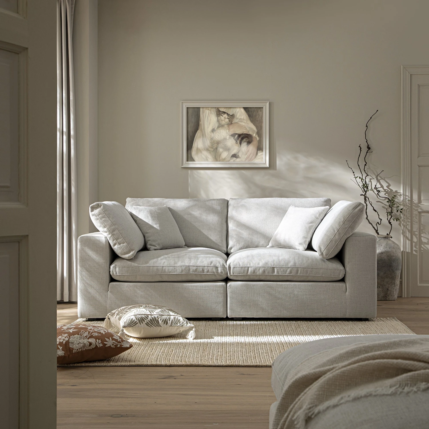 Lutyens Light Grey Linen Blend Modular Sofa, 2-Piece 1 Lutyens Light Grey Linen Blend Modular Sofa, 2-Piece