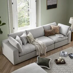 Lutyens Light Grey Linen Blend Modular Sofa, 3-Piece -Daals Store SCSF 054 LGREY LIN 3P scene2