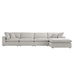 Lutyens Light Grey Linen Blend Modular Sofa, 4-Piece Chaise -Daals Store SCSF 054 LGREY LIN 4PCHAISE WB2