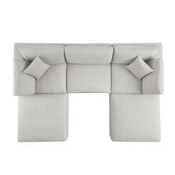 Lutyens Light Grey Linen Blend Modular Sofa, 5-Piece U-Shape Set -Daals Store SCSF 054 LGREY LIN 5PUSHAPE WB5