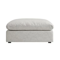 Lutyens Light Grey Linen Blend Modular Sofa, Stool