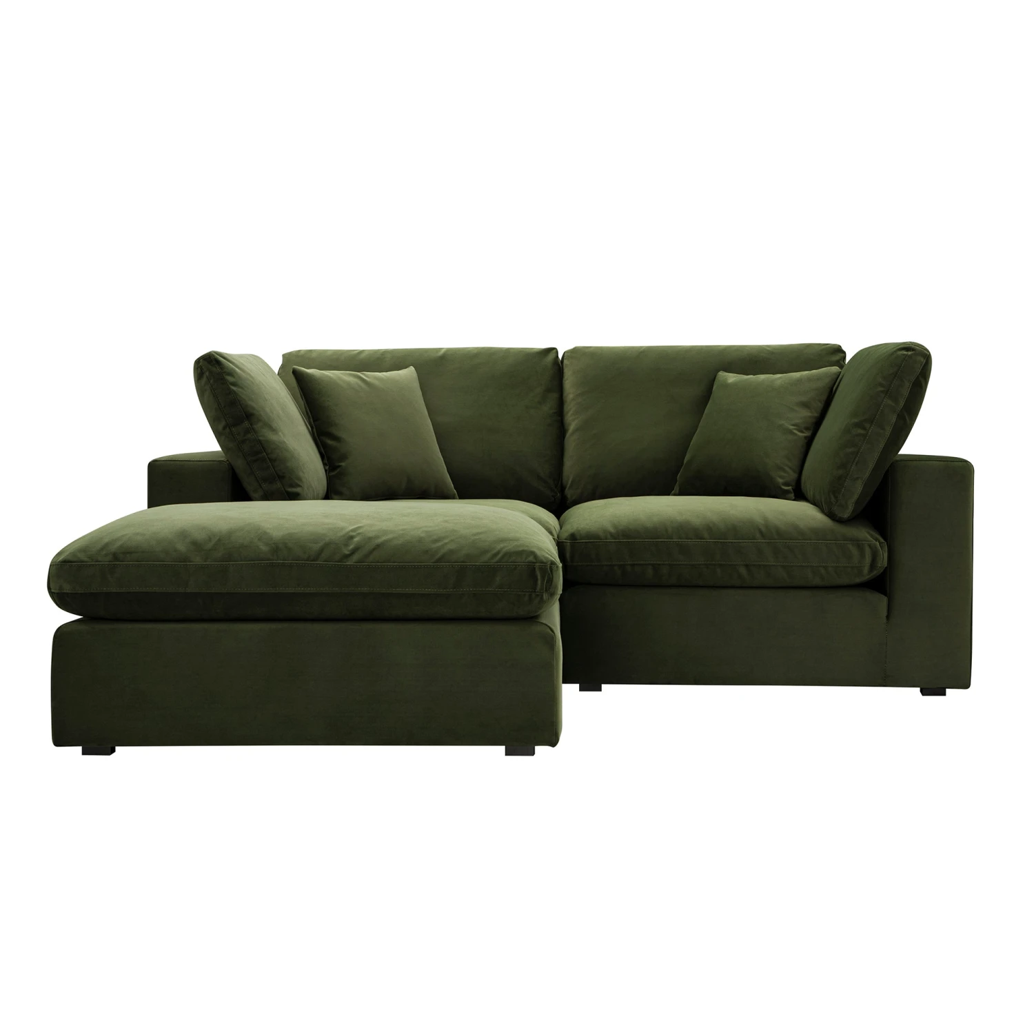 Lutyens Moss Green Velvet Modular Sofa, 2-Piece Chaise 7 Lutyens Moss Green Velvet Modular Sofa, 2-Piece Chaise - Image 7