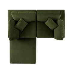 Lutyens Moss Green Velvet Modular Sofa, 2-Piece Chaise 23 Lutyens Moss Green Velvet Modular Sofa, 2-Piece Chaise -Daals Store SCSF 054 MOSS VEL 2PCHAISE WB4