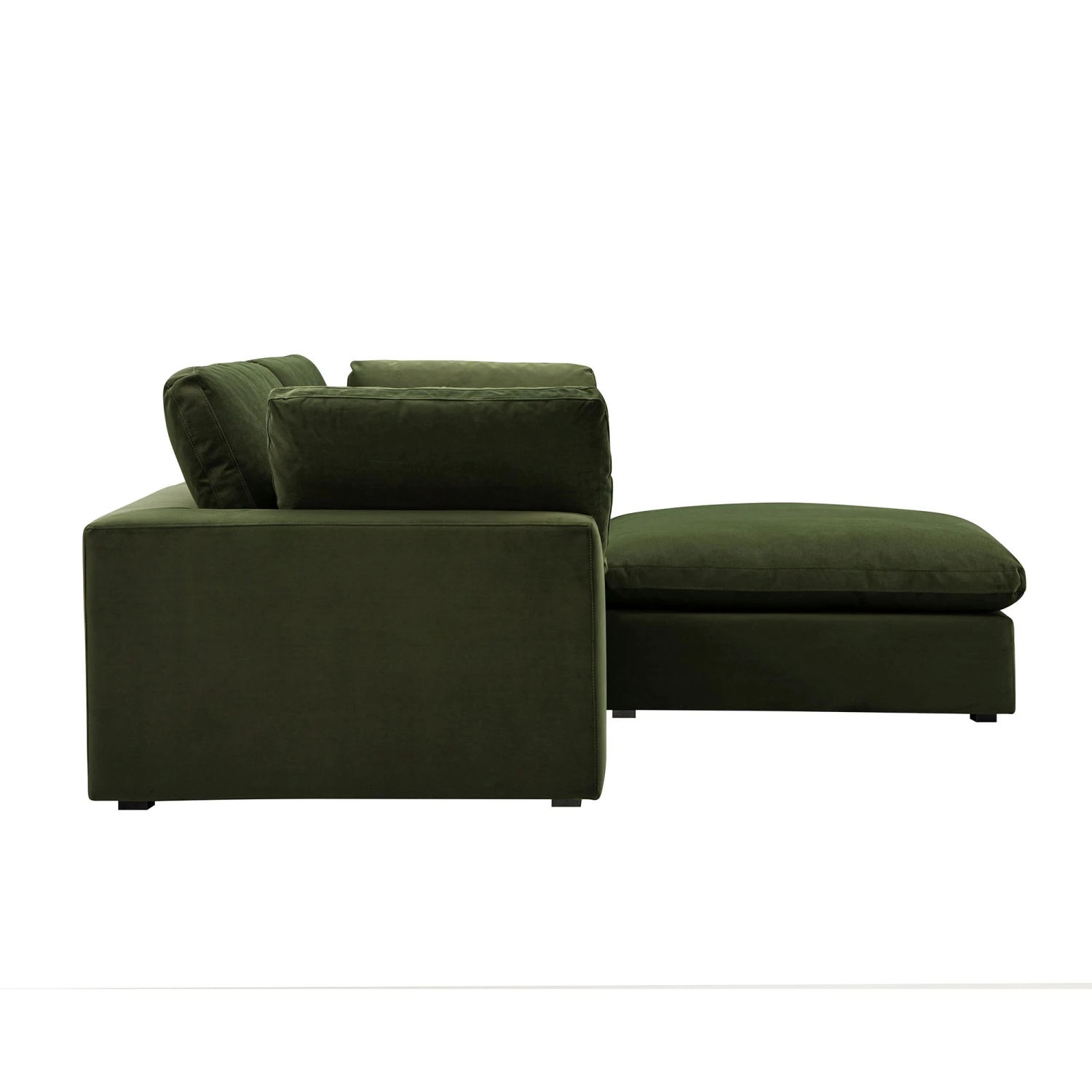 Lutyens Moss Green Velvet Modular Sofa, 2-Piece Chaise 11 Lutyens Moss Green Velvet Modular Sofa, 2-Piece Chaise - Image 11